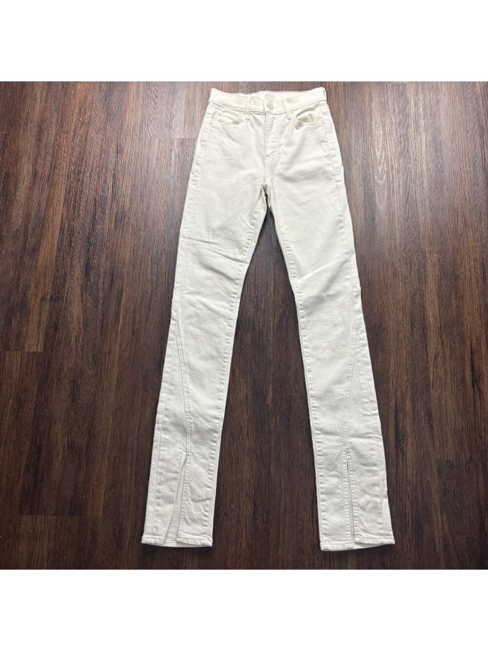 MOTHER The Rascal Sliced Up Heel Jeans Ivory Women’s Size 25